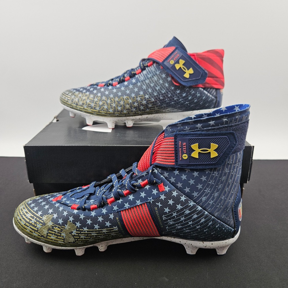 Under Armour Highlight MC LE USA Football Cleats Mens 11.5 Stars Stripes 3025740